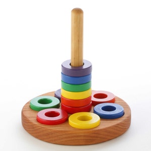 Wooden Ring Stacker Toy - Montessori - Round Stacker - Nesting Toy - Preschool Toy - Toddler Toy