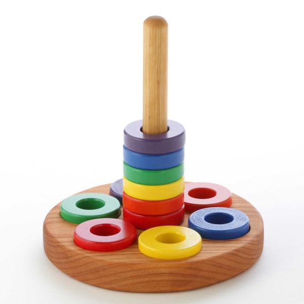 Wooden Ring Stacker Toy - Montessori - Round Stacker - Nesting Toy - Preschool Toy - Toddler Toy