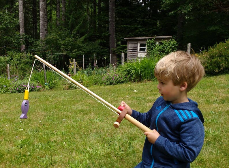 Wooden Fishing Pole Toy Fishing Pole Fishing Game Etsy
