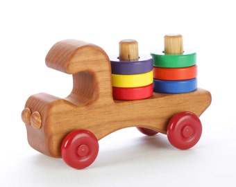 Wooden Toy Truck - Stacking Toy - Toddler Toy - Wooden Push Toy