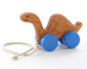 Wooden Dinosaur Pull Toy - Toddler Toy - Walk-A-Long Dinosaur Toy - Wooden Toy Dino