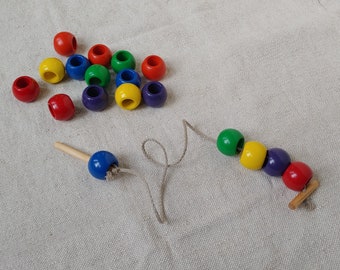 Wooden Lacing Bead Set - Montessori