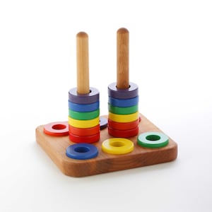 Wooden Stacker Toy - Ring Stacking Toy - Montessori - Nesting Toy
