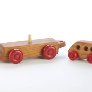 Deluxe 5-Car Wooden Train Set Toy Train Handmade Wooden Train Gift for Preschoolers image 5