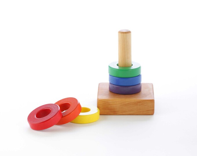 Wooden Ring Stacking Toy Stocking Stuffer for Babies Wooden Baby Toy