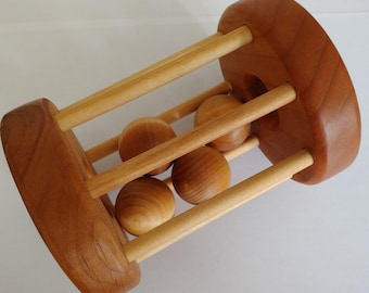 Natural Wooden Baby Rattle - Floor Toy for Babies