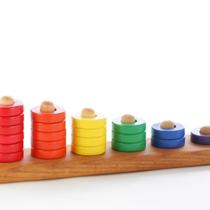 Wooden Toy Ring Stacker - Rainbow Stacker - Montessori - Waldorf