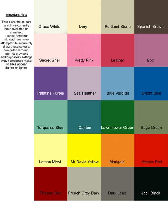 Narrowboat Paint Colour Chart