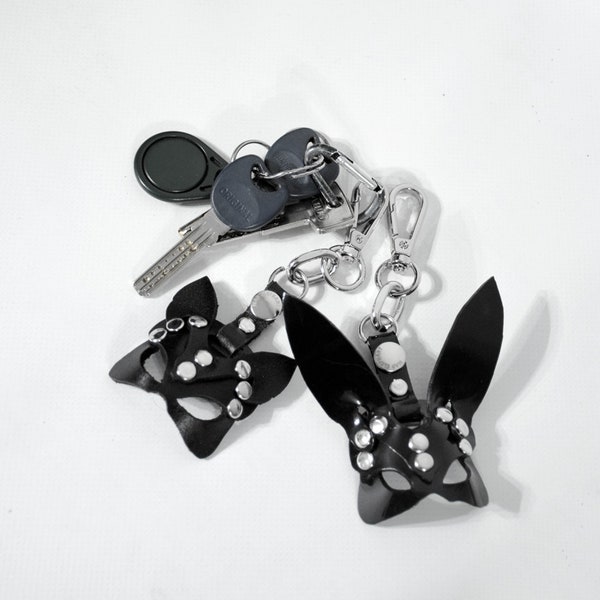 BUNNY/KITTY KEYCHAIN : accessoires de masque porte-clés en pvc et cuir