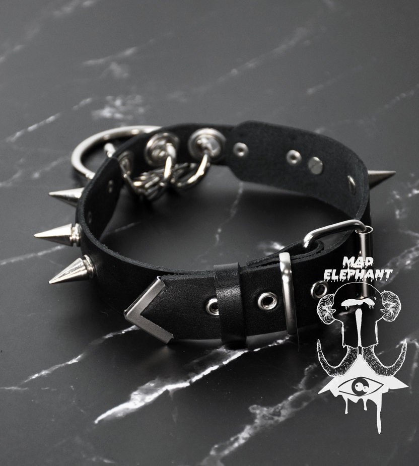 Leather Spiked Collar for Men and Women Unisex Choker With Etsy