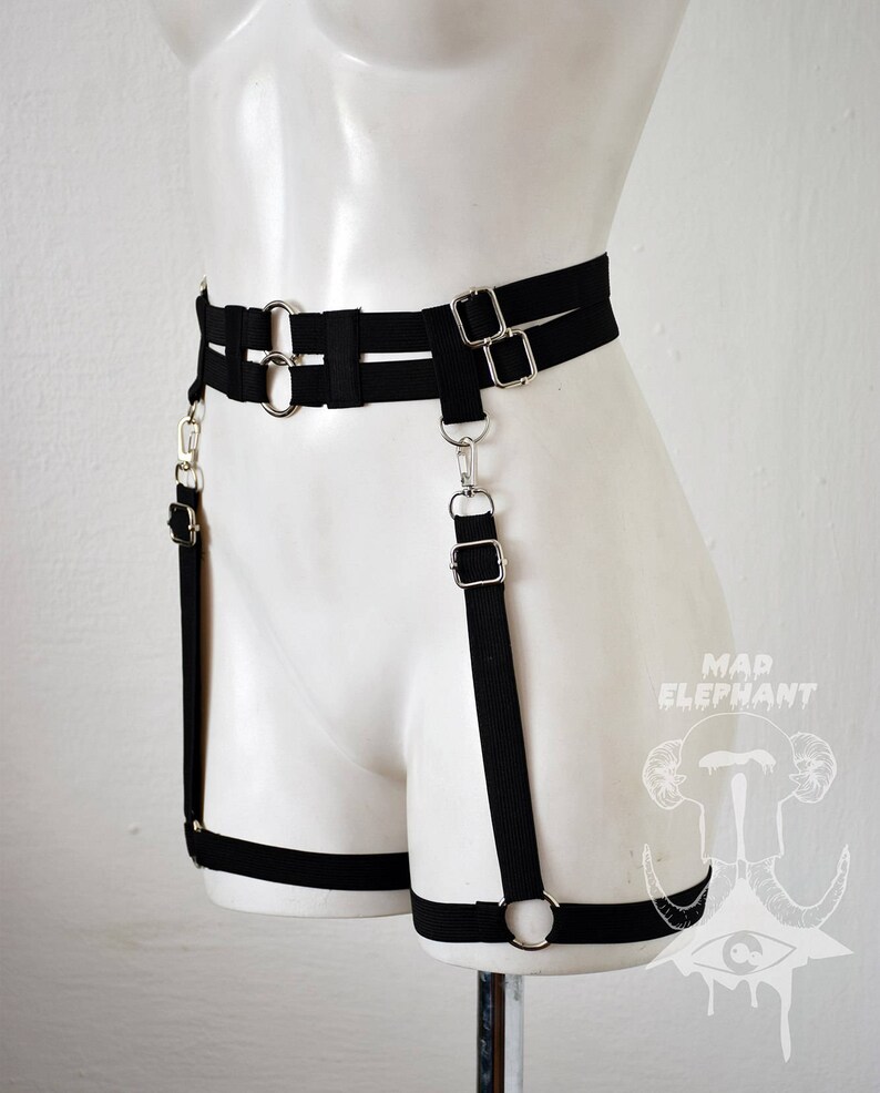 Elastic garters thigh hip bondage garter belt harness lingerie Etsy
