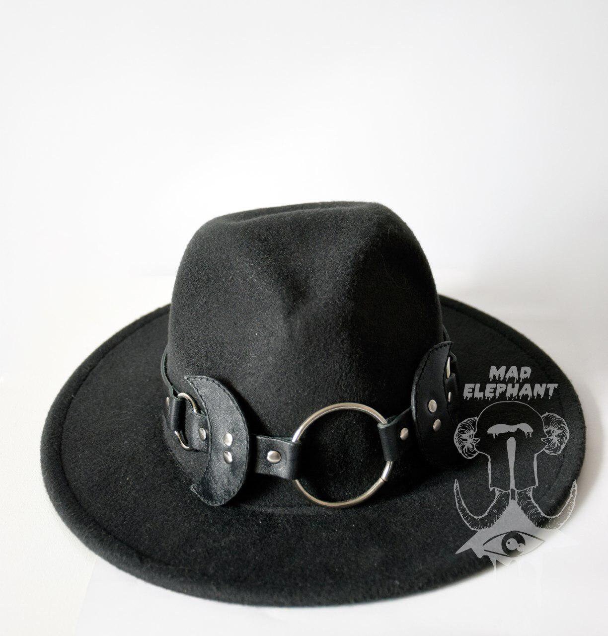 Black Felt Hat Fedora With Leather 