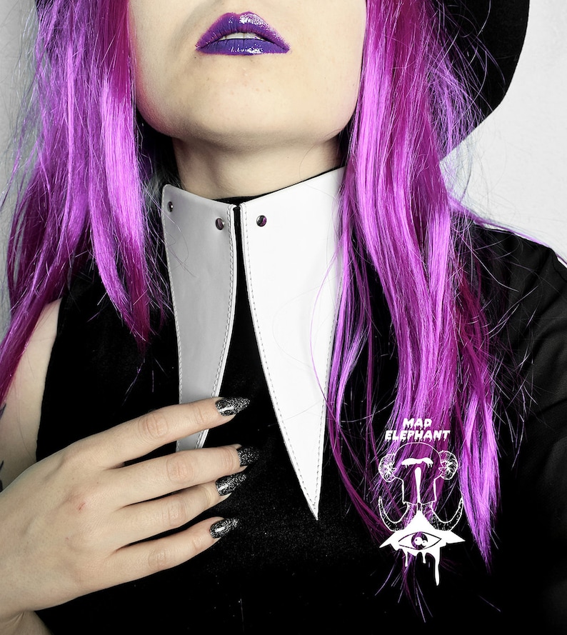 Black or white leather choker with buckle pastel goth accessory