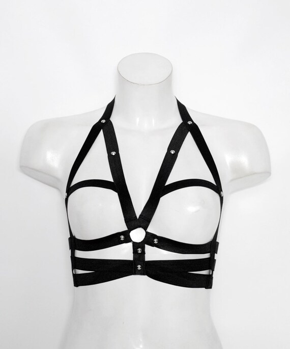 Open Bra Harness, Bralette, Cupless Chest Harness, Elastic Lingerie Top 