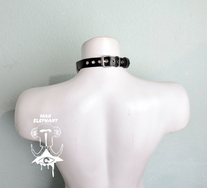Black or white leather choker with buckle pastel goth accessory