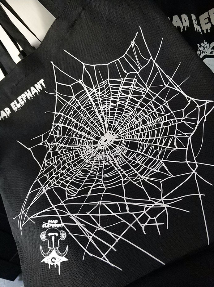 Black Tote Bag With Spider Web Print Eco Friendly Shopper Bag - Etsy