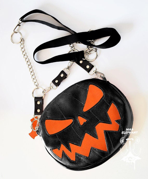 Leather Halloween Harness Pumpkin Bag Shoulder Bag Jack O Etsy