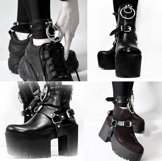 Sangles de bottes en cuir véritable, accessoire de décoration de  chaussures, harnais de jambe de botte, ceintures de chaussures avec anneaux  et boucles -  France