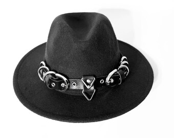 Fedora hat different colors with genuine leather hatband handmade hat accessory