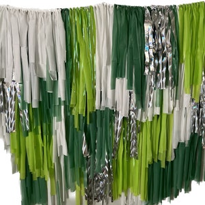 Ready to Ship: Lime green and White Fringe Backdrop | Kiss me, I&#39;m Irish! Backdrop | Outer Space | Bachelorette | Out of this World
