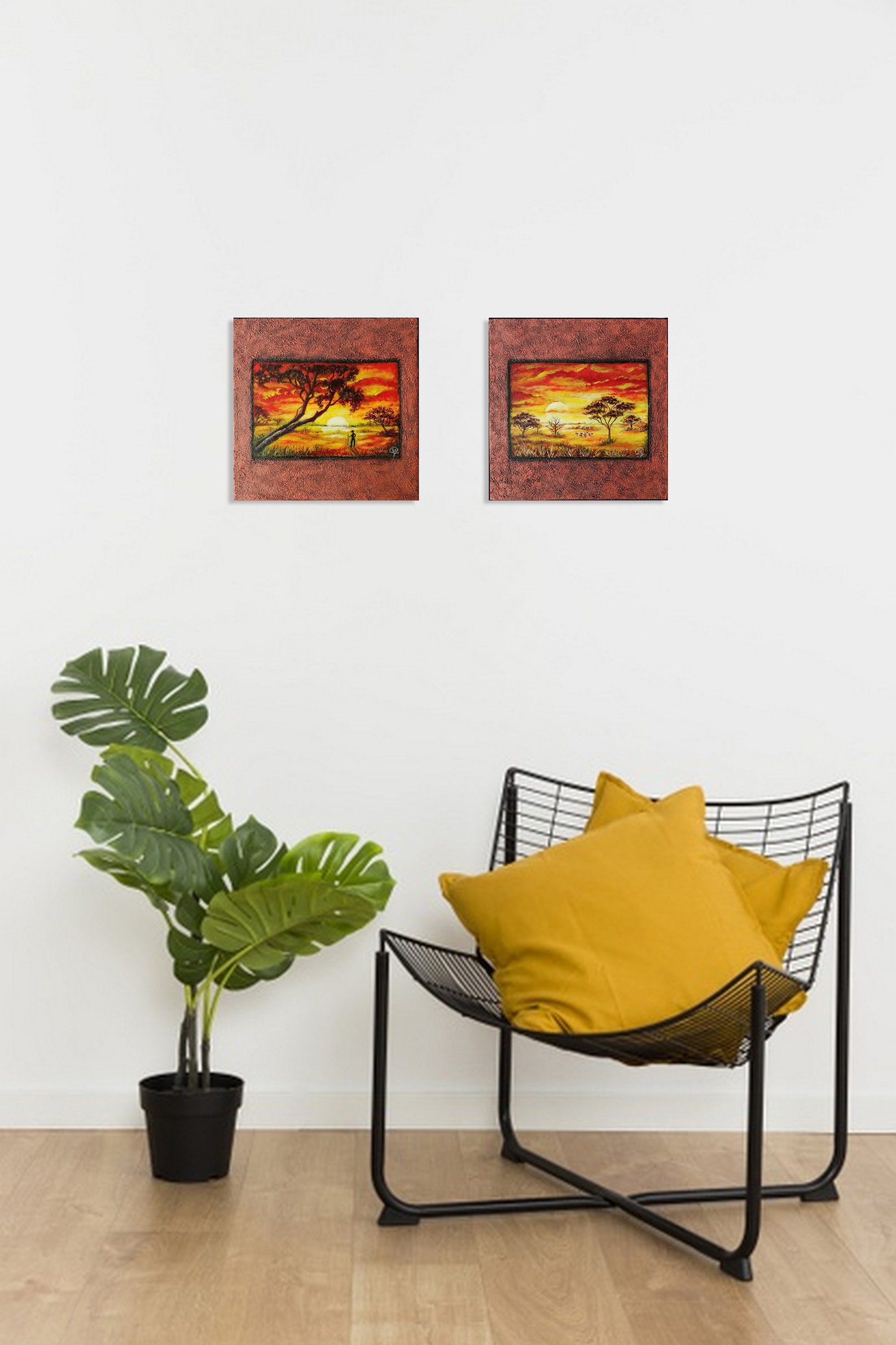 African sunset original painting on stretched canvas Kenyan Etsy