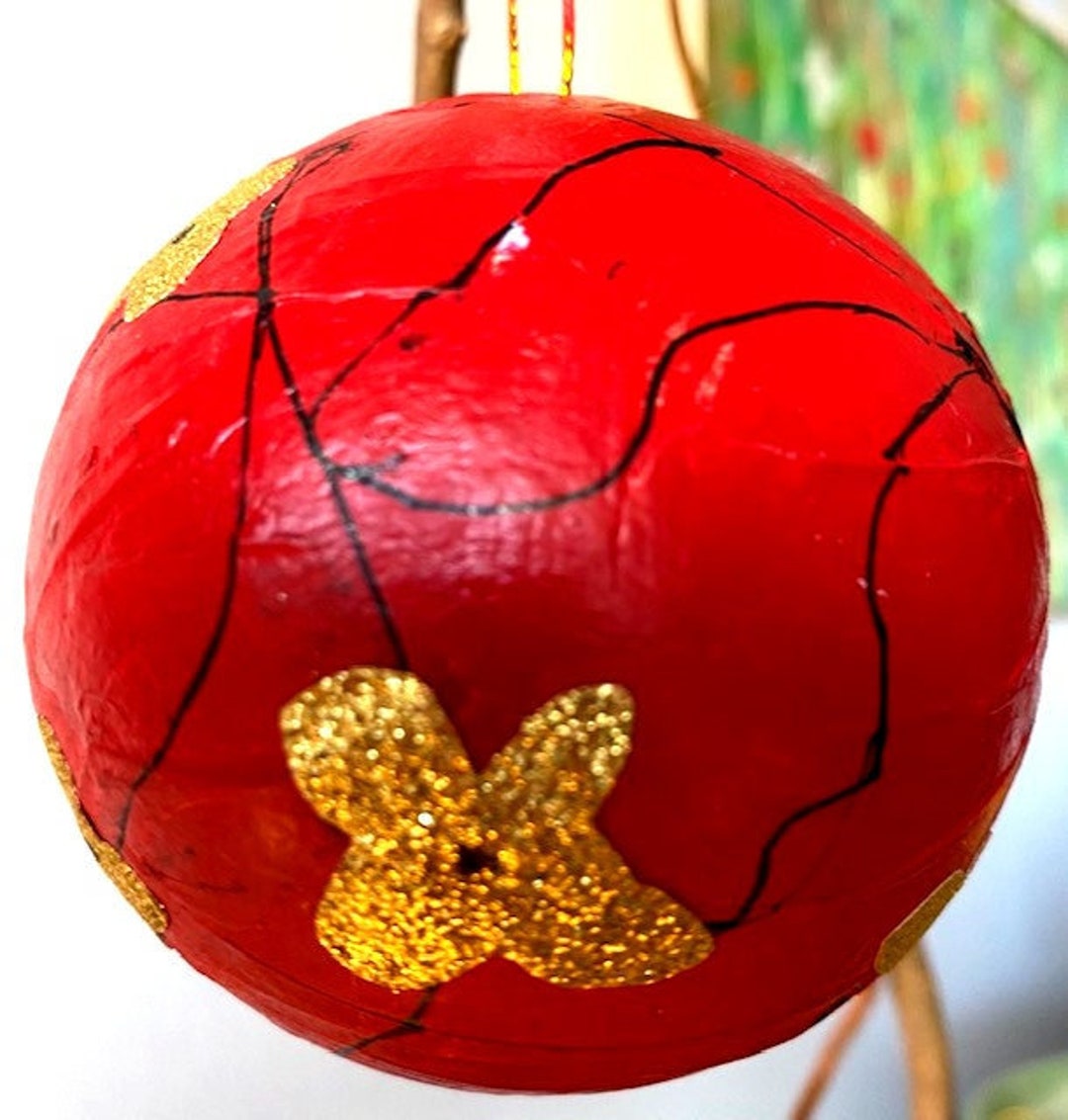 Hand Painted 2 1/2 Paper Mache Christmas Tree Ornament - Etsy