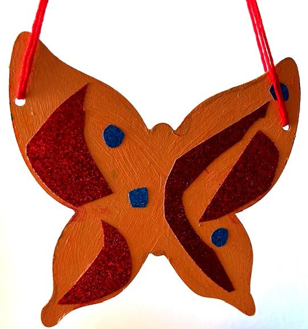 Butterfly - Festive Decor Beadwork Handpainted Wooden Hanging main image 1