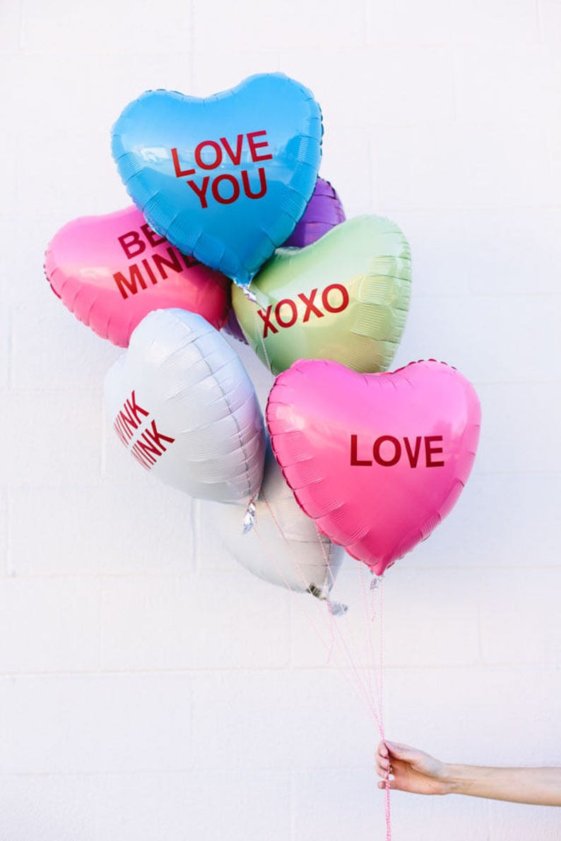 18 Personalized Valentine/'s Conversation Hearts Balloons!!