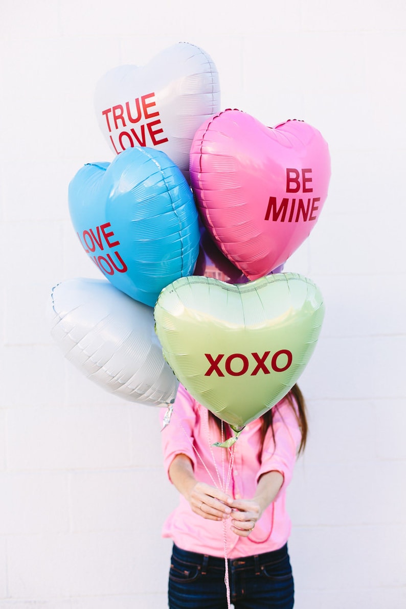 18 Personalized Valentine/'s Conversation Hearts Balloons!!