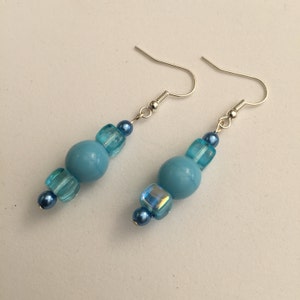 Hand Crafted Blue Beaded Earrings.