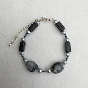 Hand Crafted Black and Grey Beaded Bracelet.