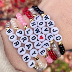 Faith bracelets  -  18k Gold filled beads - Jesus - Christian jewelry - religious - WWJD - HWLF - Inspirational bracelets
