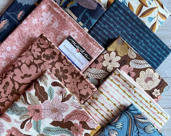 Fat Quarter 10 Piece Fabric Bundle - Moda Fabrics Linn Warme - Feather and Forest Bloom