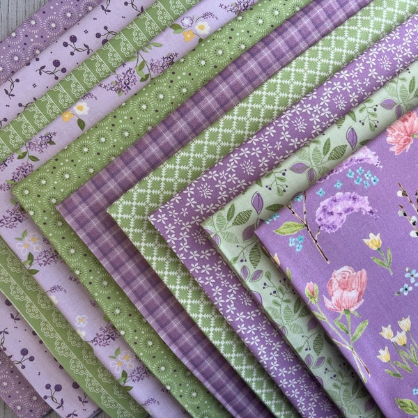 Adel in Spring 10 Pieces Fat Quarter Bundle by Sandy Gervais for Riley Blake Designs Precut Floral Fabric.