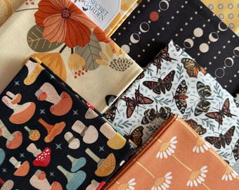 Secret Garden by Amanda Castor for Riley Blake Designs 7 piece Fat Quarter Bundle 18" x 21" Precuts