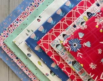 Mulberry Lane Fat Quarter Bundle by Dodi Lee Poulsen for Riley Blake Designs 8 pieces Fat Quarter Bundle 18&quot; x 22&quot; Precuts.