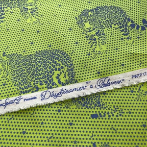 Fabric by HALF YARD Tula Pink Daydreamer Kiwi Lil Jaguars PWTP174-KIWI Free Spirit Fabrics