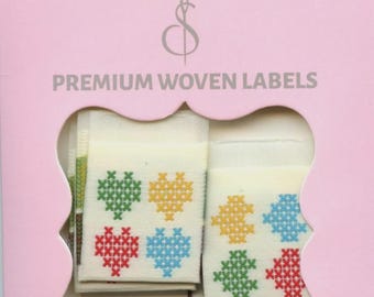 Minki Kim Premium Woven Labels - Heartstitched Folded - 8 Labels to a Pack