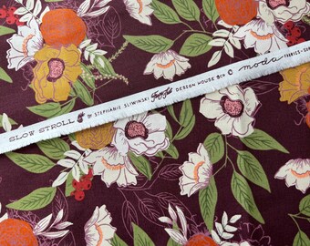 Fabric by HALF YARD Slow Stroll Gratitude Bouquet Plum 45541 18 by Fancy That Design House for Moda Fabrics Floral Fabric.