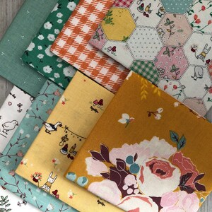 Hidden Cottage by Minki Kim for Riley Blake Designs 8 pieces Fat Quarter Bundle 18" x 22" Precuts.