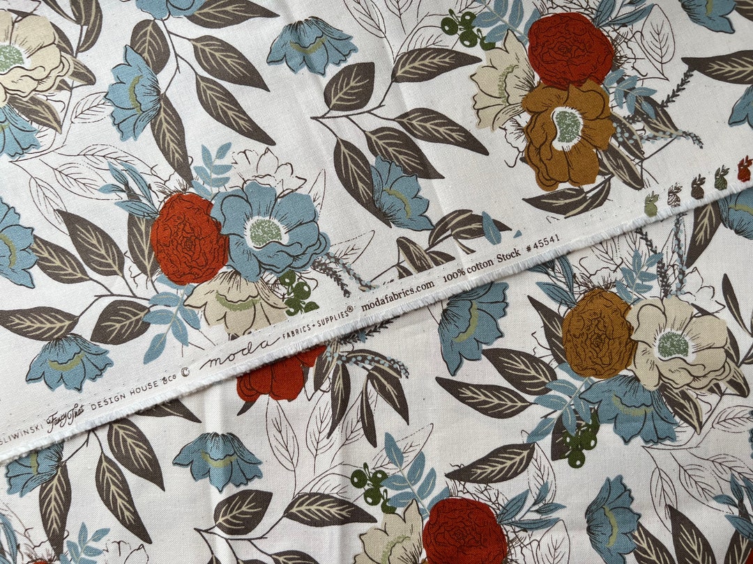 Fabric by HALF YARD Slow Stroll Gratitude Bouquet Natural 45541 11 by