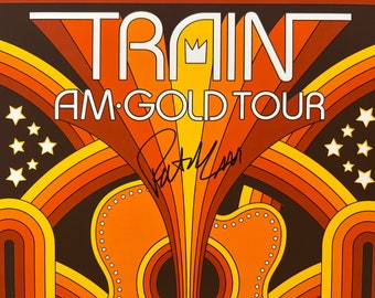 Train Am Gold tour poster autographed by the entire band