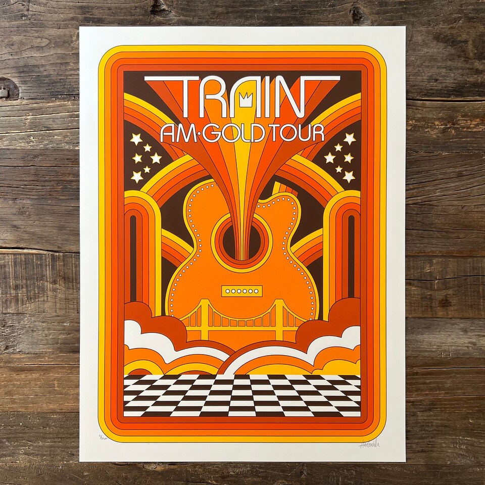 Autographed Train VIP poster from the AM Gold Tour 2022 sold by Liliana