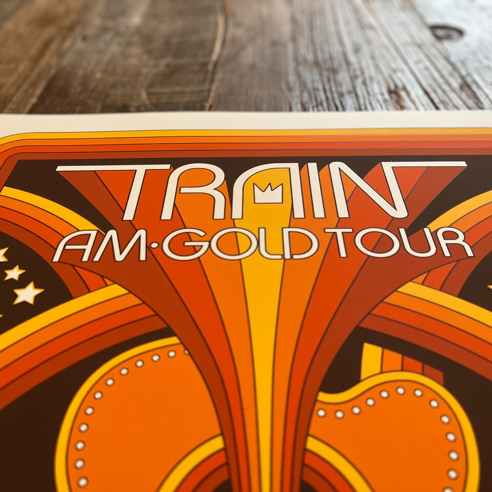 Autographed Train VIP poster from the AM Gold Tour 2022 sold by Liliana