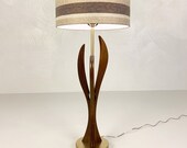 Restored Sculpted WalnutLlamp with Brass Accents, Circa 1960 - Please see notes on shipping before you purchase.
