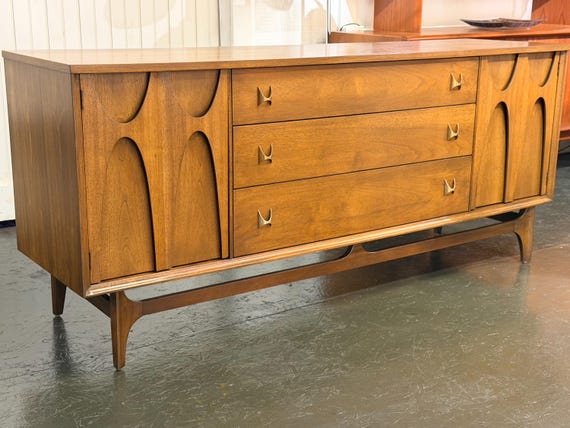 Broyhill Brasilia 72" Walnut 9-Drawer Dresser, C. 1960s - *Please ask for a shipping quote before you buy.