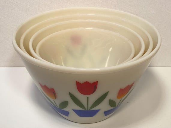 Fire King Tulip Mixing Bowl Set