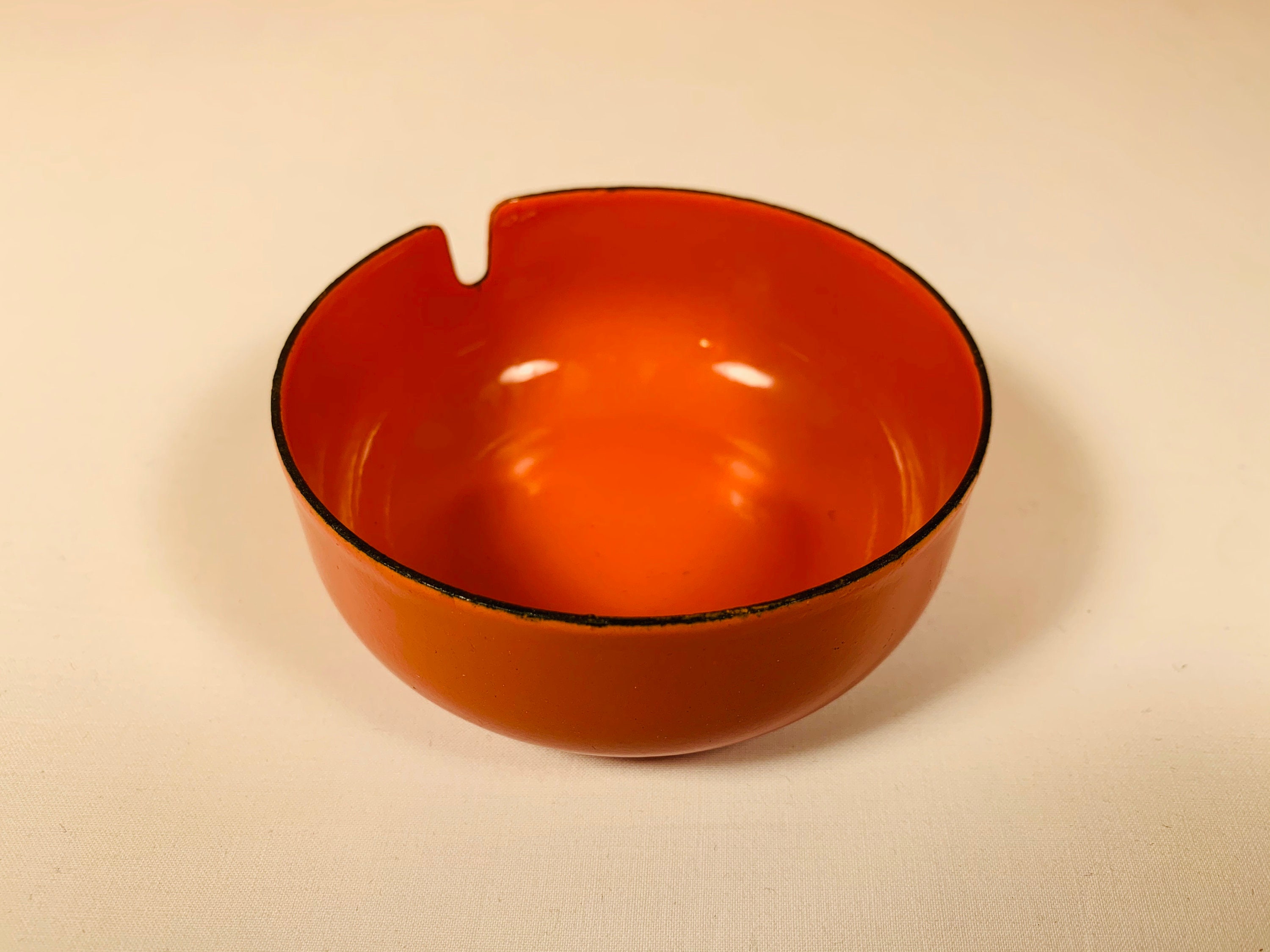 Orange Porcelain Enamel Ashtray Japan