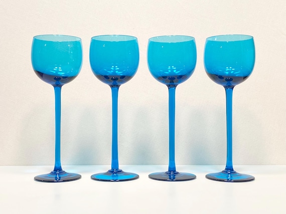 Mid Century Modern Carlo Moretti Blue Wine Glasses