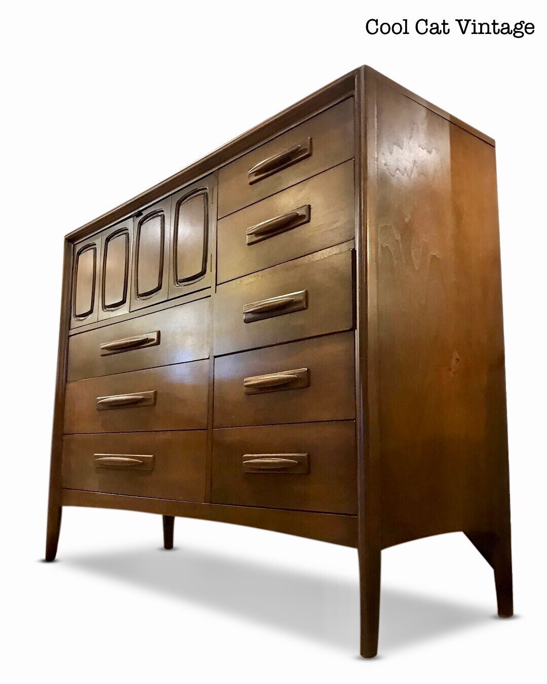 Mid Century Modern Walnut Broyhill Emphasis Magna Dresser
